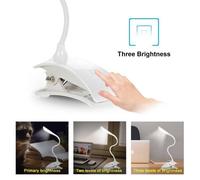 Lampe de Bureau sans fil à Led Tactile Rechargeable Flexible avec Cable micro-USB Lampe de Lecture Réglable à Pince Veilleuse