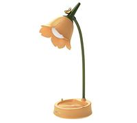 Lampe de Bureau Sans Fil Fleur Lampe de Bureau à LED Dimmable avec 3 Modes Fleur Tactile Lampe de Chevet USB Recharge Protection des Yeux Veilleuse pour Enfant, Apprendre & Lire (Orange)