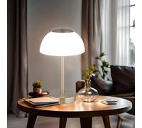 Lampe de table avec variateur tactile LED lampe de chevet à batterie lampe de table lampe de salon, métal nickel verre mat opale, 2,5W 150lm blanc chaudblanc froid, DxH 15x28 cm