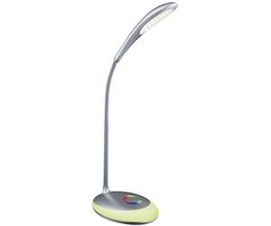 Lampe de bureau Touch Changement de couleur Lampe de bureau Touch dimmable Col de cygne, batterie, argent, 1x LED 3W blanc neutre 1x RGB 1,4W, H 48 cm