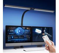 Lampe de Bureau Tyonto 1300LM à Double Tête LED Réglable Avec télécommande, 24W 80CM Lampe à Pince pour Écran, Lumière à Domicile