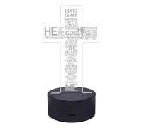 Lampe de bureau USB avec 7 couleurs changeantes progressives | Jésus 2D LED Croix Lumière Acrylique Cadeau Créatif Décoration Maison Illusion 3D pour Chambre à Coucher Salle d'étude