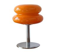 Lampe de Bureau USB Macaron en Verre, Design Tarte aux Œufs - Lampe de Table de Chevet Mignonne en Forme de Tarte (Orange)