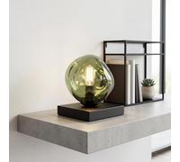 Lampe de bureau verre vert noir métal salon E14 17,5 cm petite soufflé à la bouche vitré verre de lave décoratif table de chevet lampe de table chambre