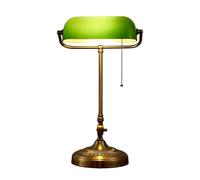 Lampe de bureau vert émeraude tout cuivre, abat-jour en verre vert jade, base en métal, interrupteur à fermeture éclair, lampe de chevet de chambre, éclairage de salon, lampe d'écriture