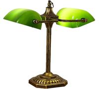Lampe De Bureau Vintage Antique à Double Tête pour Avocat, Notaire, Banquier, Bureau, Chambre à Coucher, Chevet, avec Abat-Jour en Verre Vert
