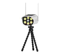 Lampe de caméra de sécurité simulée avec panneau solaire et détection du corps humain pour garage, entrepôt, protection périmétrique, lampe de clôture solaire avec transducteur de mouvement