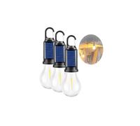 Lampe de camping à crochet rechargeable solaire, lumière de tente étanche avec crochet à clip, ampoule d’urgence étanche extérieure portable pour la randonnée, le camping, la pêche (3PCS)