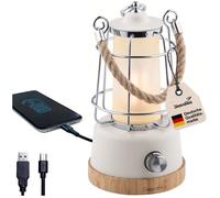 Skandika Lampe LED Kiruna | Lampe de camping rétro outdoor avec powerbank, intensité réglable, sans fil, batterie, rechargeable, USB, blanc chaud et froid, 75h d'éclairage (Kiruna - Blanc)