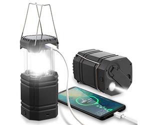 Lampe de camping LED solaire, étanche, lanterne de camping, lampe d'urgence avec manivelle, batterie intégrée de 3000 mAh pour la randonnée, la pêche, les SOS, les pannes (noir)