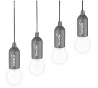 Lampe de camping LED suspendue - Skandika Narvik - ampoule rétro avec cordon pull light - Gris