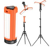Lampe de Camping Rechargeable avec trépied, 12000 mAh, 3 couleurs de lumière, lampe de travail LED de 6000 LM, IP65, pour ateliers, camping, chantiers de construction et aux situations d'urgence.