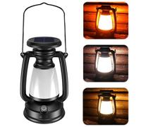 Lampe de camping solaire à batterie - LED rétro - Chargeur de secours USB - Lanterne solaire à suspendre - Rétro - Lampe solaire d'extérieur étanche - Lampe tempête - Lampe solaire pour le jardin, le