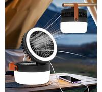 Lampe De Camping Solaire À Led-Lanternes De Camping À Intensité Variable-Avec Ventilateur-4 Modes D'éclairage-3 Vitesses De Vent-Pour Camping,Aventure,Pêche,Équipement D'urgence