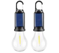 Lampe de Camping Solaire Rechargeable à Crochet, Lanterne LED étanche avec Crochet à Clip, éclairage d'ambiance extérieur Vintage for Camping, randonnée, Urgence(Spherical*2)