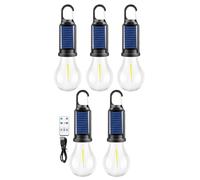 Lampe de Camping Solaire Rechargeable à Crochet, Lanterne LED étanche avec Crochet à Clip, éclairage d'ambiance extérieur Vintage for Camping, randonnée, Urgence(Remote Control Type*5)