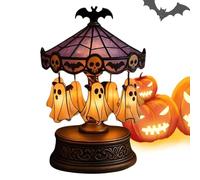 Lampe de carrousel fantôme - Lumière de nuit vintage rechargeable pour chambre et cuisine, affichage fantôme flottant avec lueur de vitrail, décoration d'Halloween pour appartement, étude, salon