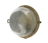Lampe De Cave Maritime Ronde Ø 17,5 Cm IP64 E27 Laiton Verre Applique Extérieure