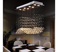 Lampe de Chambre à Coucher connectée, Suspension Moderne en Cristal K9 à 8 lumières, Design Goutte de Pluie, Montage encastré, rectangulaire, pour sal
