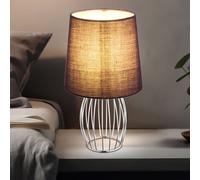 Lampe de chevet abat-jour textile violet lampe de table grille métallique lampe d'appoint grille chromée, longueur de câble 1,5 m, 1x douille E14, DxH 16x29 cm