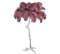 Lampe de Chambre Romantique pour Fille, daire en Plumes d'autruche Naturelles, Corps en résine argentée, Lampe sur Pied, 3 Couleurs, intensité Variable, avec Interrupteur à Pied, Ampoule LED E14