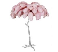 Lampe de Chambre Romantique pour Fille, daire en Plumes d'autruche Naturelles, Corps en résine argentée, Lampe sur Pied, 3 Couleurs, intensité Variable, avec Interrupteur à Pied, Ampoule LED E14