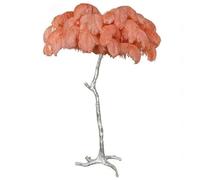 Lampe de Chambre Romantique pour Fille, daire en Plumes d'autruche Naturelles, Corps en résine argentée, Lampe sur Pied, 3 Couleurs, intensité Variable, avec Interrupteur à Pied, Ampoule LED E14