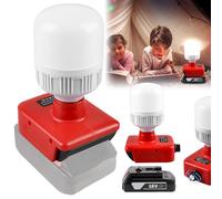 Lampe de chantier à LED 18 V - 12 W - Avec ampoules E27 réglables de 150 à 1300 lm - Éclairage de travail - Projecteur LED - Luminosité réglable
