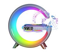 Lampe De Charge Sans Fil, Lampe de chevet avec fonction de charge, lampe de chevet chargeur induction, lampe de chevet reveil, Lampe de Lampe ambiance LED Dimmable avec Haut-parleur Bluetooth (Blanc)