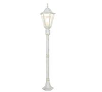 Lampe de chemin avec détecteur de mouvement Verre Aluminium blanc-doré IP44 Jardin 112,5 cm E27 Lanterne Lampadaire rustique Lampadaire extérieur BRISTOL