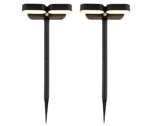 Lampe de chemin Jardin Lampe extérieure Mur Piquet de terre Lampe solaire Détecteur de mouvement Batterie, noir opale, 1x LED, DxH 23x10,3x55 cm, lot de 2