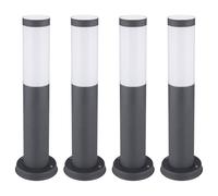 Lampe de chemin lumineuse sur pied en acier inoxydable, lampadaire d'extérieur anthracite, borne d'éclairage, plastique opale, LED 11W 1055Lm blanc chaud, H 45 cm, lot de 4