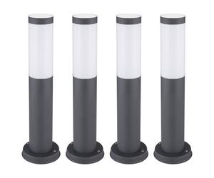 Lampe de chemin lumineuse sur pied en acier inoxydable, lampadaire d'extérieur anthracite, borne d'éclairage, plastique opale, LED 11W 1055Lm blanc chaud, H 45 cm, lot de 4