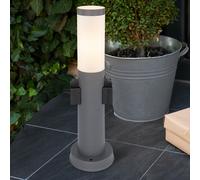 Borne lumineuse avec douilles Lampe de chemin d'accès à LED lampadaire d'extérieur en acier inoxydable, 2x douilles étanche IP44, fumée opale, LED 7W 806Lm blanc chaud Anthrazit