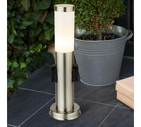Borne lumineuse avec douilles Lampe de chemin d'accès à LED lampadaire d'extérieur en acier inoxydable, 2x douilles étanche IP44, fumée opale, LED 7W 806Lm blanc chaud Silber