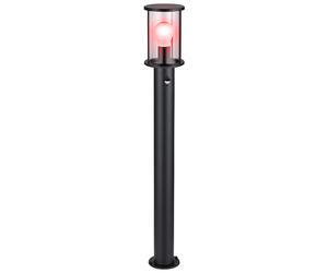 Lampe de chemin Télécommande Lampadaire dimmable Lampe d'extérieur en acier inoxydable Détecteur de mouvement, noir Verre fumé, 1x RGB LED 4W 470Lm blanc chaud, DxH : 14,3x100cm