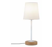 Lampe à poser Stellan E27 max. 20W Blanc#Bois Tissus#Métal#Bois G