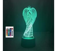 Lampe de chevet 3D avec télécommande de déesse d'ange ailé 16 couleurs Illusion de veilleuse en acrylique LED Pour chambre à coucher bureau cadeau d'anniversaire Jouet pour enfants
