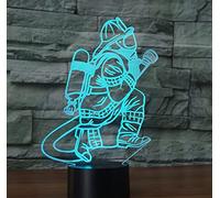 Lampe de chevet 3D avec télécommande de pompier 16 couleurs Illusion de veilleuse en acrylique Lampe de chevet pour chambre d'enfant Décoration de bureau Cadeau d'anniversaire Jouet pour enfants