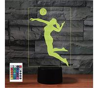 Lampe de chevet 3D avec télécommande de volley-ball - 16 couleurs - Illusion de veilleuse en acrylique LED - Pour chambre à coucher bureau cadeau d'anniversaire - Jouet pour enfants