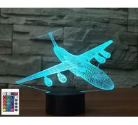 Lampe de chevet 3D avec télécommande en forme d'avion 16 couleurs Illusion de veilleuse en acrylique LED Pour chambre d'enfant Décoration de bureau Cadeau d'anniversaire Jouet pour enfants