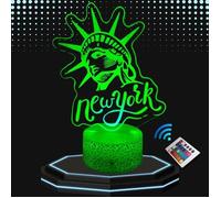 Lampe de chevet 3D Décoration New York ,Veilleuse Changement de couleurs, Lampe Tactile Bureau et Chambre Ado enfant, Eclairage