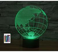 Lampe de chevet 3D en forme de carte de l'Asie avec télécommande 16 couleurs Illusion de veilleuse en acrylique LED Pour chambre d'enfant Décoration de bureau Cadeau d'anniversaire Jouet pour enfants
