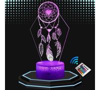 Lampe de Chevet 3D Led attrape rêve - Veilleuse Changement de Couleurs - Luminaire Tactile Bureau et Chambre Enfant - Eclairage d’Ambiance - Idée Cadeau Anniversaire et Noël PERSONNALISE