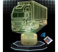 Lampe de Chevet 3D Led PERSONNALISEE camion - Veilleuse Changement de Couleurs - Luminaire Tactile Bureau et Chambre Enfant - Eclairage d’Ambiance - Idée Cadeau Anniversaire et Noël