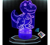 Lampe de Chevet 3D Led PERSONNALISEE dinosaure - Veilleuse Changement de Couleurs - Luminaire Tactile Bureau et Chambre Enfant - Eclairage d’Ambiance - Idée Cadeau Anniversaire et Noël. (dinosaure)