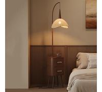 Lampe De Chevet À 3 Niveaux avec 2 Tiroirs, Lampe De Chevet avec Lampadaire, Lumière Réglable À 3 Couleurs, Abat-Jour en Tissu, Support De Rangement Multifonctionnel