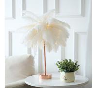 Lampe de chevet - À plumes - Blanche - avec télécommande - Ø40cm