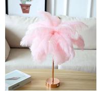 Lampe de chevet - À plumes - Rose - avec télécommande - Ø40cm