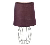 Lampe de chevet abat-jour textile violet lampe de table grille métallique lampe latérale grille chromée, longueur de câble 1,5 m, 1x douille E14, PxH 16x29 cm